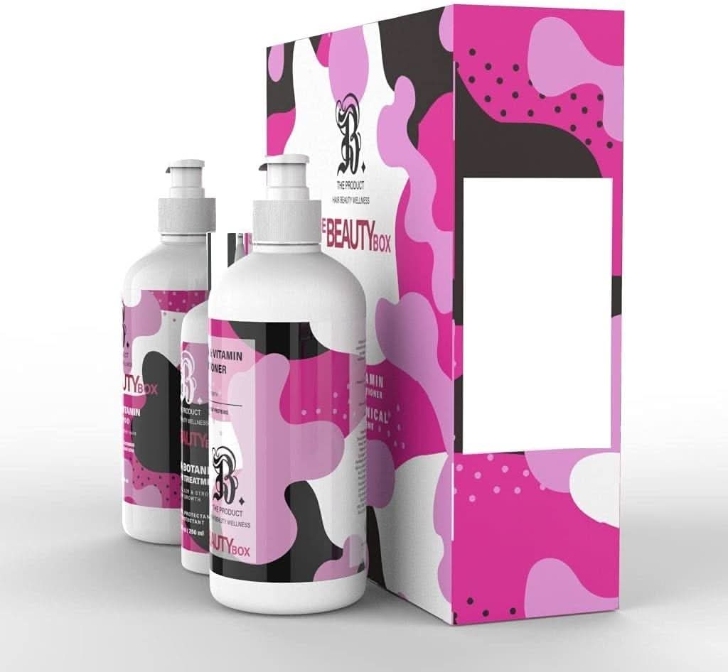 THE BEAUTY BOX Biotin Infused Shampoo and Conditioner Set 17 oz each + Leave-in Treatment 8.2fl oz